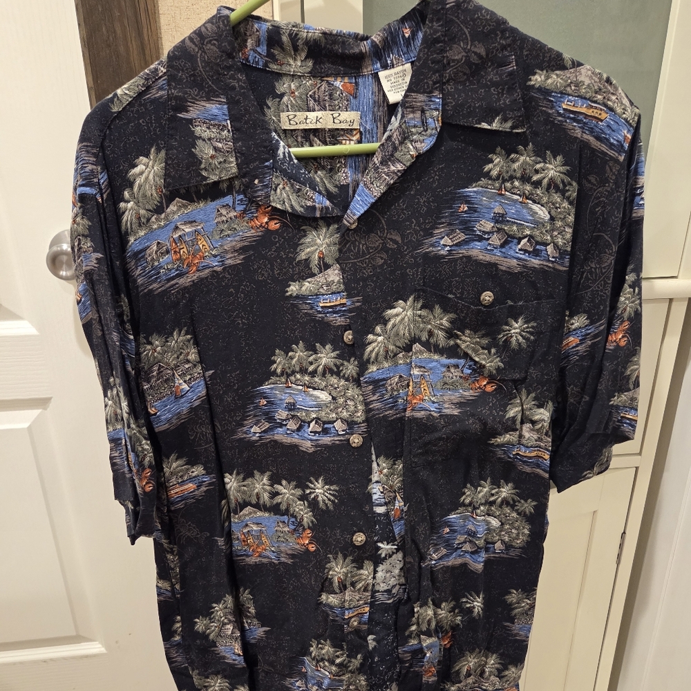 Reyn Spooner Men's Casual Button Down Shirt - Black and Blue
